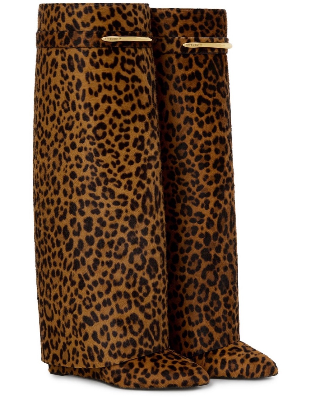 Givenchy  Shark Pinch Boots in Leopard Pony-Effect Leather
